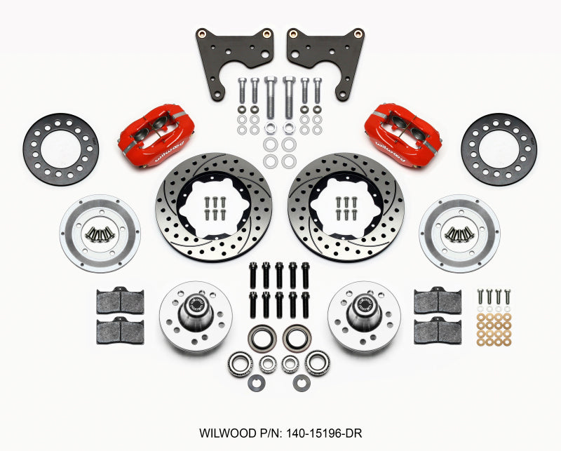 Wilwood Forged Dynalite Front Kit 11.00in Dril Red 65-72 CDP C Body -Drum - My Store