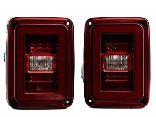 Raxiom 07-18 Jeep Wrangler JK JL Style LED Tail Lights- Black Housing - Red Lens - Mammoth Racing -