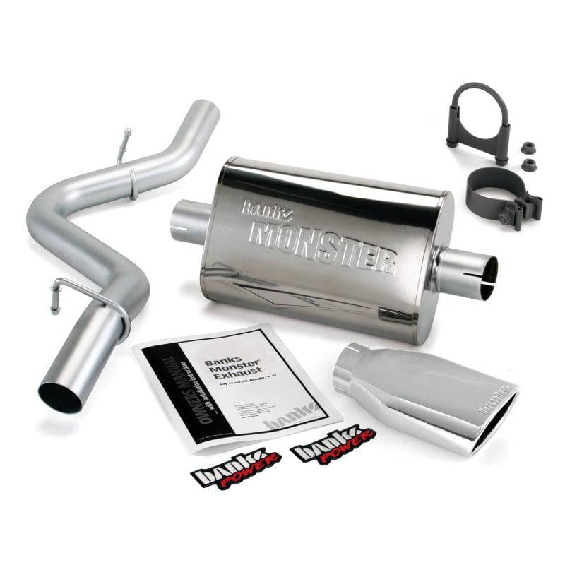 Banks Power 97-99 Jeep 2.5/4.0L Wrangler Slip Fit Cat Monster Exh Sys - SS Single Exh w/ Chrome Tip - Mammoth Racing -