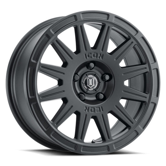 Icon Ricochet 17x8 5x4.5 38mm Offset 6in BS Satin Black Wheel - Mammoth Racing -