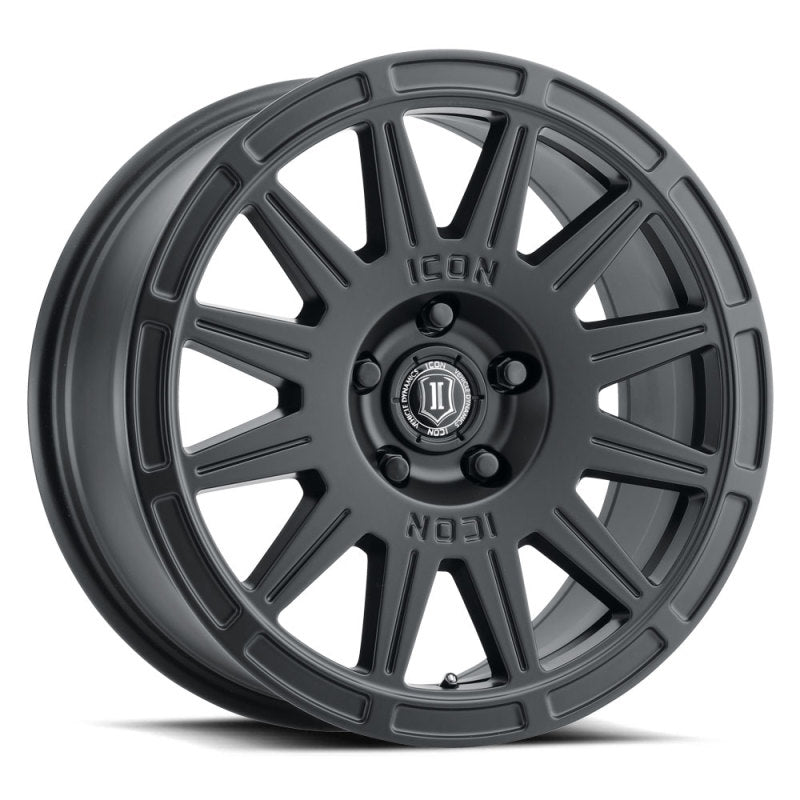 Icon Ricochet 17x8 5x108 38mm Offset 6in BS Satin Black Wheel - Mammoth Racing -