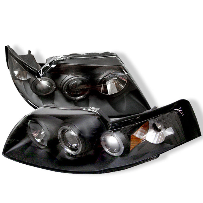 Spyder Ford Mustang 99-04 Projector Headlights LED Halo Black High H1 Low H1 PRO-YD-FM99-1PC-AM-BK - Mammoth Racing -