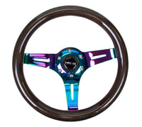 NRG Classic Wood Grain Steering Wheel (310mm) Black w/Neochrome 3-Spoke Center - My Store