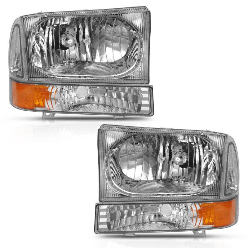 ANZO 2000-2004 Ford Excursion Crystal Headlight w/ Corner Light Chrome Amber (w/o Bulb) - My Store