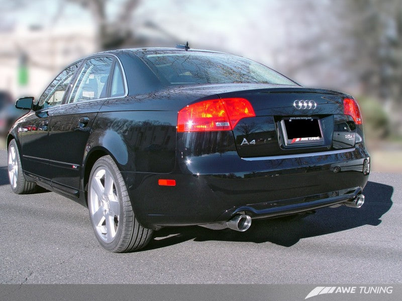 AWE Tuning Audi B7 A4 3.2L Touring Edition Dual Tip Exhaust - Diamond Black Tips - Mammoth Racing -