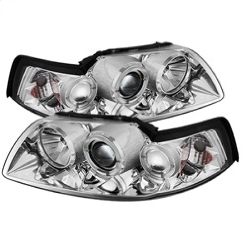 Spyder Ford Mustang 99-04 Projector Headlights LED Halo Chrome High H1 Low H1 PRO-YD-FM99-1PC-AM-C - Mammoth Racing -