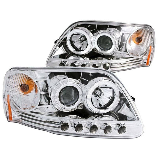 ANZO 1997.5-2003 Ford F-150 Projector Headlights w/ Halo and LED Chrome 1pc - My Store