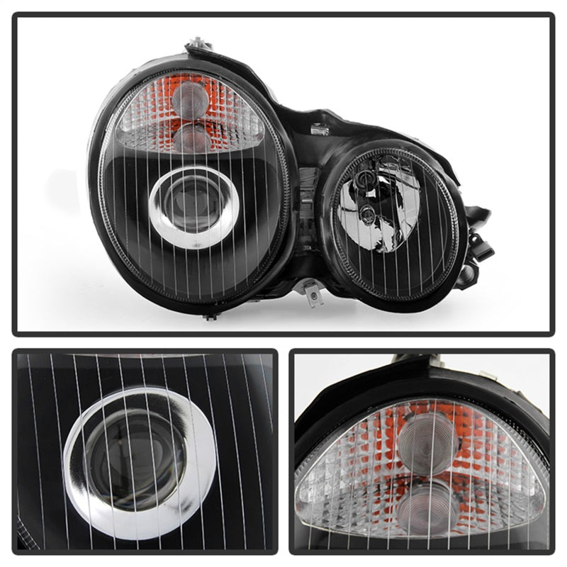 Xtune Mercedes Benz W210 E-Class 96-99 Projector Headlights Black PRO-CL-MW21095-BK - Mammoth Racing -