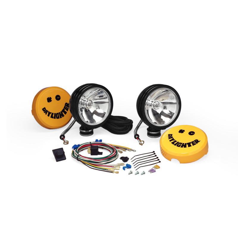 KC HiLiTES Daylighter 6in. Halogen Light 100w Spot Beam (Pair Pack System) - Black SS - Mammoth Racing -
