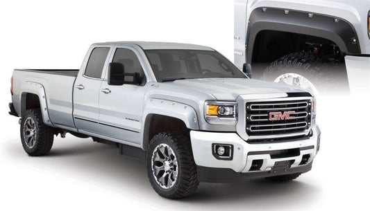 Bushwacker 15-18 GMC Sierra 2500 HD Pocket Style Flares 4pc 78.8/97.6in Bed - Black - Mammoth Racing -