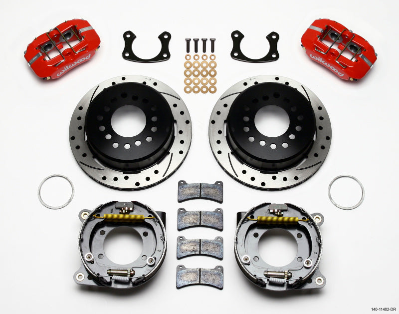 Wilwood Dynapro Low-Profile 11.00in P-Brake Kit Drill-Red New Big Ford 2.36in Offset - Mammoth Racing -