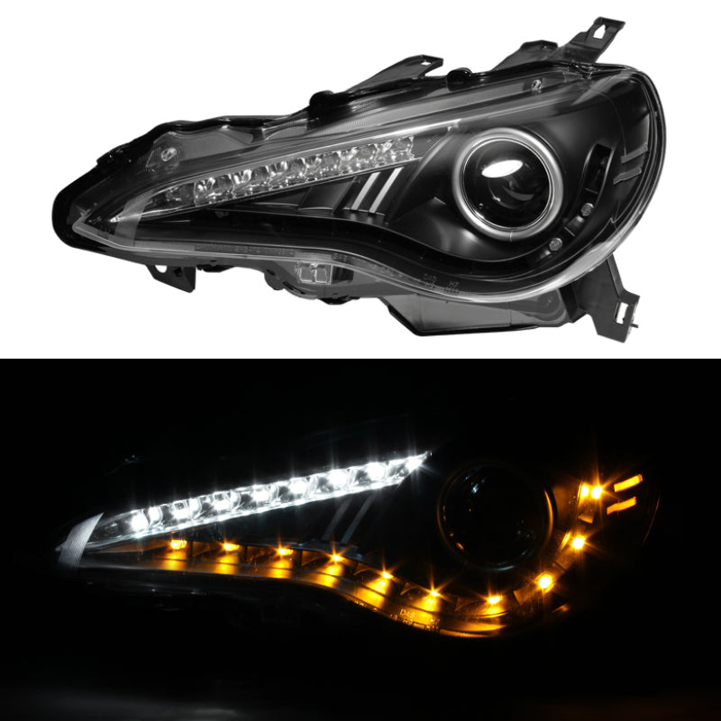 Spyder Scion FRS 12-14 Projector Headlights DRL LED Black PRO-YD-SFRS12-BK - Mammoth Racing -