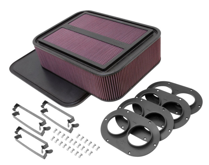 K&N Custom Racing Air Filter - Rectangular Carbon Fiber 4in Air Box w/ 2.75in Air Horn - Mammoth Racing -