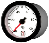 Autometer Stack 52mm 0-100 PSI 1/8in Nptf Male Pro Stepper Motor Oil Pressure Gauge - White - My Store