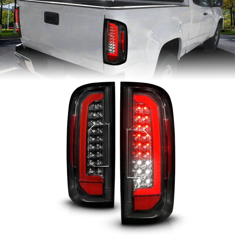ANZO 15-21 GMC Canyon Full LED Taillights w/ Red Lightbar Black Housing/Clear Lens - Mammoth Racing -