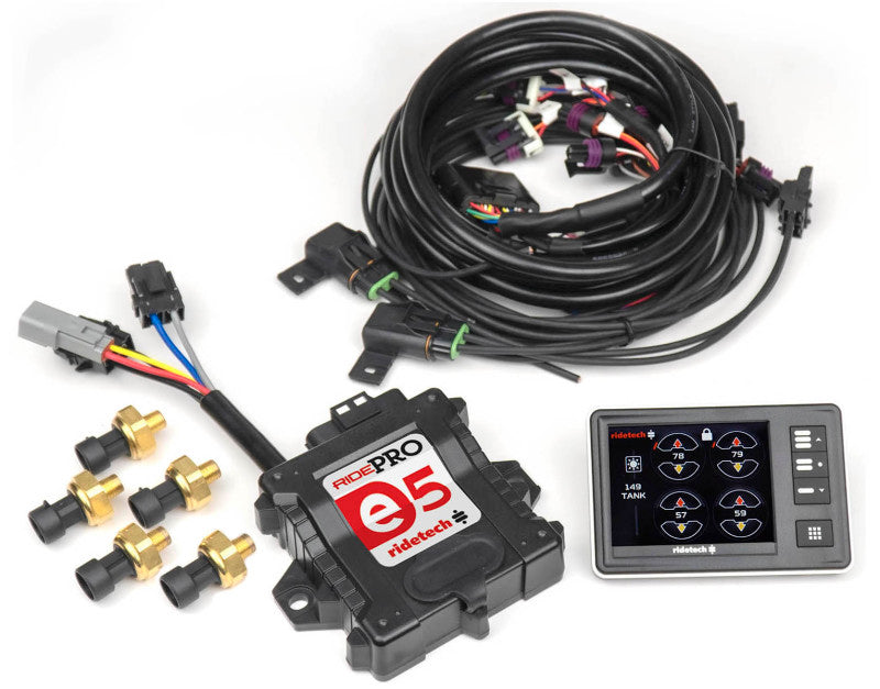 Ridetech RidePro E5 Air Ride Suspension Control System 5 Gallon Dual Compressor 1/4in Valves - Mammoth Racing -