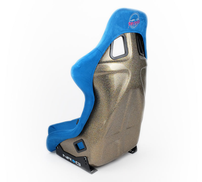 NRG FRP Bucket Seat ULTRA Edition - Large (Blue Alcantara/Gold Glitter Back) - My Store