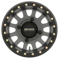 Method Mr401 UTV Beadlock 14x7 4+3/+13mm Offset 4x156 132mm CB Titanium w/Matte Black Ring Wheel - Mammoth Racing -