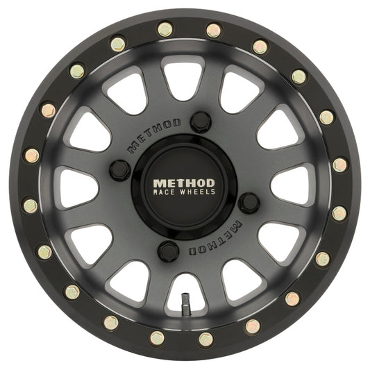 Method Mr401 UTV Beadlock 14x7 4+3/+13mm Offset 4x156 132mm CB Titanium w/Matte Black Ring Wheel