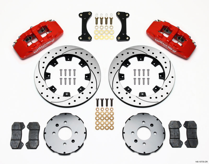Wilwood Dynapro 6 Front Hat Kit 12.19in Drilled Red 94-01 Honda/Acura w/262mm Disc - Mammoth Racing -