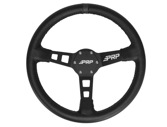 PRP Deep Dish Leather Steering Wheel- Black - Mammoth Racing -