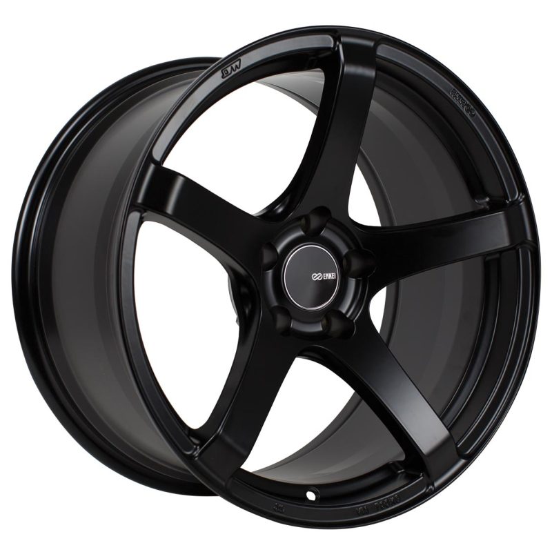 Enkei Kojin 17x8 45mm Offset 5x114.3 Bolt Pattern 72.6mm Bore Dia Matte Black Wheel - Mammoth Racing -
