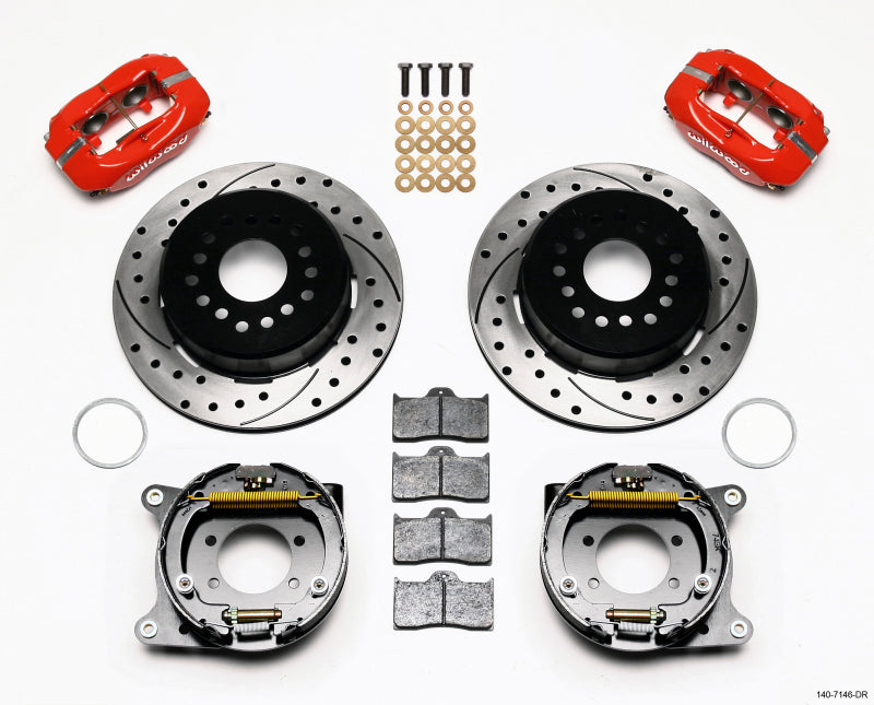 Wilwood Forged Dynalite P/S Park Brake Kit Drilled Red Ford 8.8 w/2.5in Offset-5 Lug - My Store