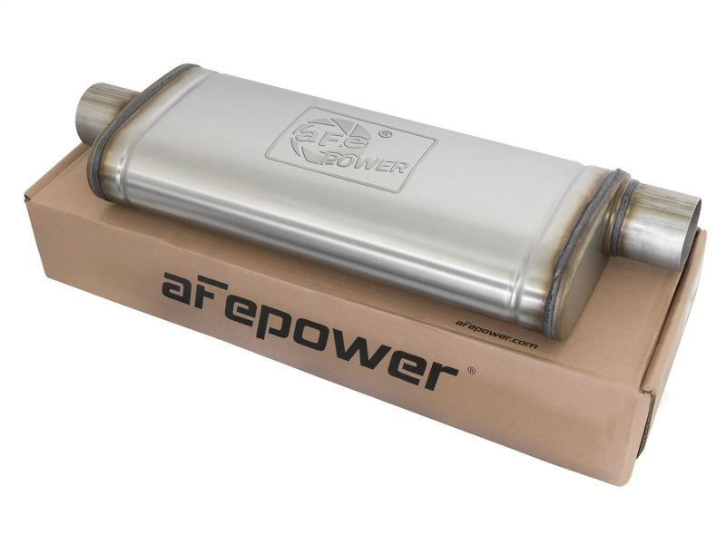 aFe MACHForce XP SS Muffler 3in Center Inlet / 3in Offset Outlet 22in L x 9in W x4in H Body - Mammoth Racing -