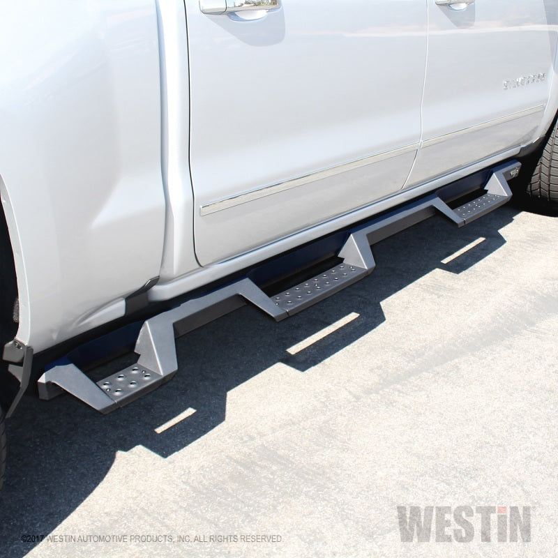 Westin 07-18 Chevrolet Silverado 1500 CC 5.5ft Bed HDX Drop W2W Nerf Step Bars - Tex. Blk - Mammoth Racing -