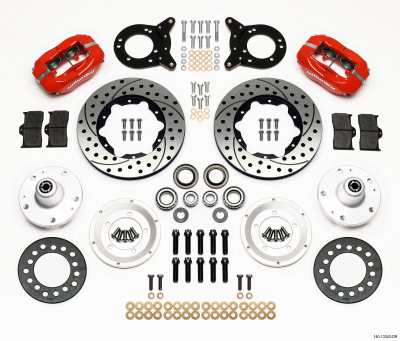 Wilwood Dynapro Dust-Boot Front Kit 11.00in Dril Red 1965-1969 Mustang Disc & Drum Spindle - My Store