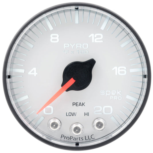 Autometer Spek-Pro Gauge Pyro. (Egt) 2 1/16in 2000f Stepper Motor W/Peak & Warn Wht/Blk - My Store