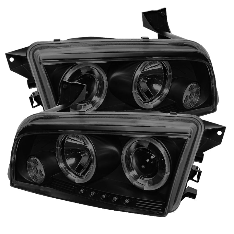 Spyder Dodge Charger 06-10 Projector Headlights Halogen- LED Halo LED Blk Smke PRO-YD-DCH05-LED-BSM - Mammoth Racing -