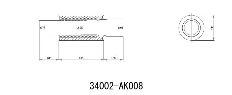 HKS UNIVERSAL EX H/M SUS 130-75 (MOQ: 8pcs) - Mammoth Racing -