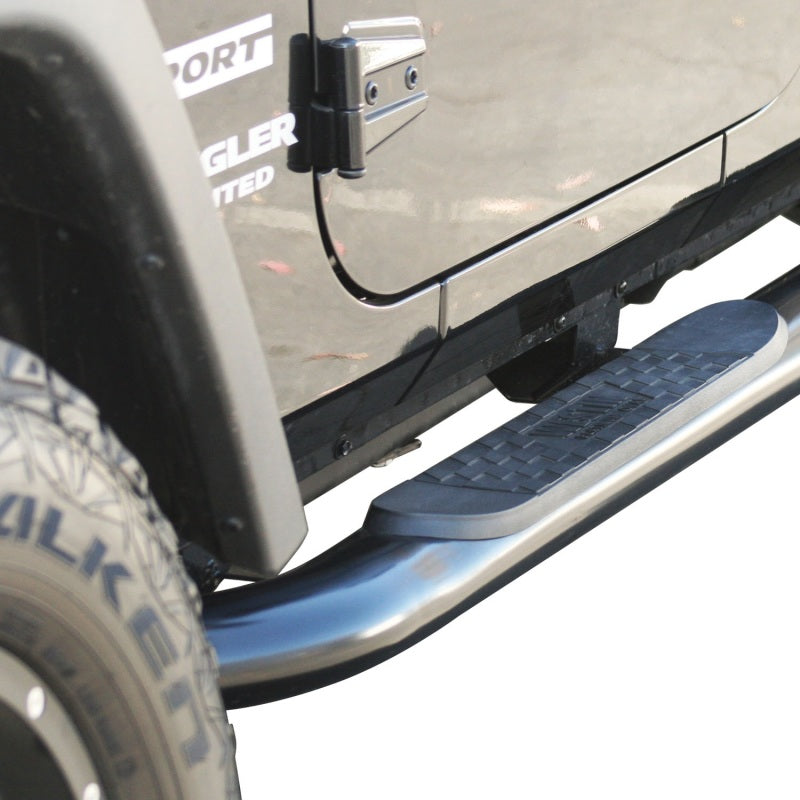 Westin 2007-2017 Jeep Wrangler 2dr Platinum 4 Oval Nerf Step Bars - Black - Mammoth Racing -