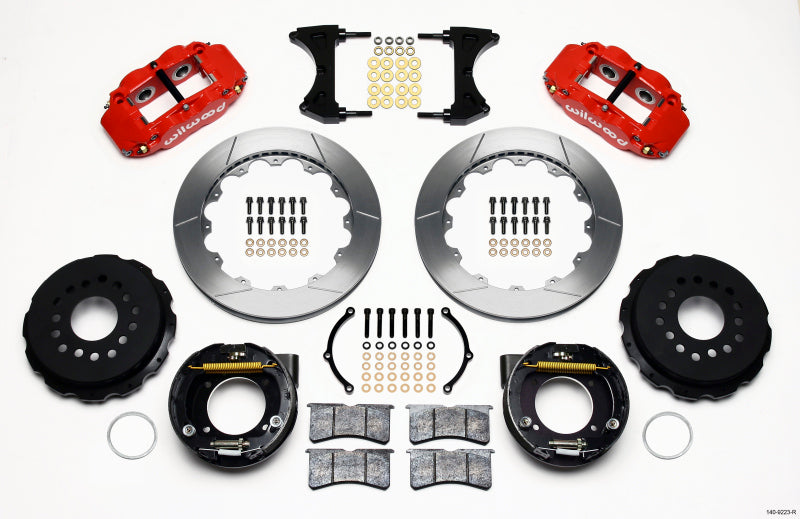 Wilwood Narrow Superlite 4R Rear P-Brk Kit 12.88in Red Ford 8.8 w/2.5in Offset-5 Lug - My Store