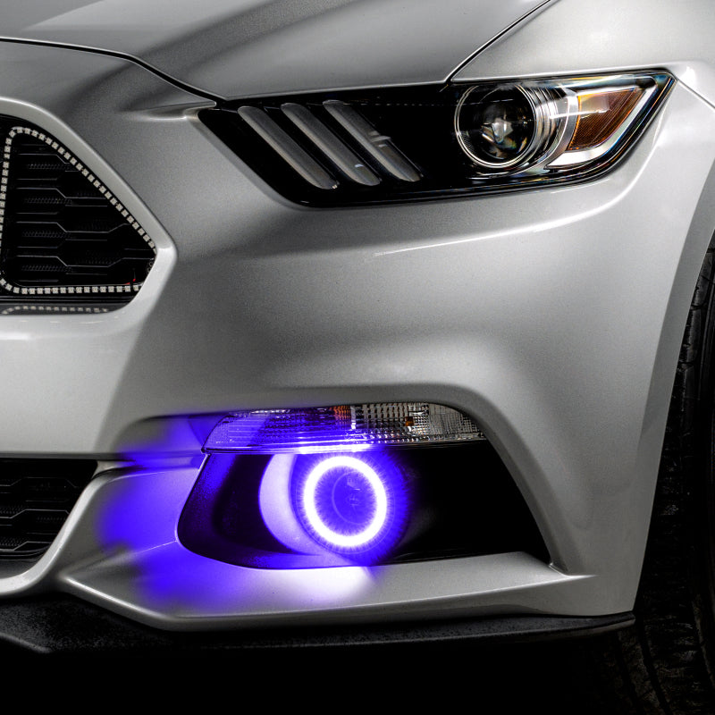Oracle 15-17 Ford Mustang Dynamic RGB+A Projector Surface Mount Fog Light Halo Kit - ColorSHIFT - Mammoth Racing -