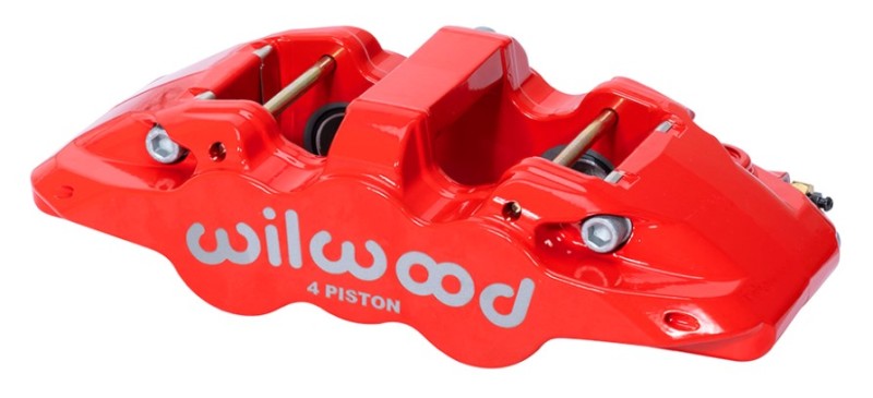 Wilwood Caliper - Aero4-DS Forged Four-Piston Caliper Black 1.12in Piston 1.10in Rotor - Red - Mammoth Racing -