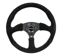 NRG Reinforced Steering Wheel (350mm / 2.5in. Deep) Blk Suede Comfort Grip w/5mm Matte Blk Spokes - My Store