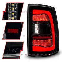 ANZO 09-18 Dodge Ram 1500 Sequential LED Taillights Smoke Black - Mammoth Racing -