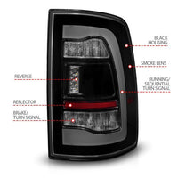 ANZO 09-18 Dodge Ram 1500 Sequential LED Taillights Smoke Black - Mammoth Racing -