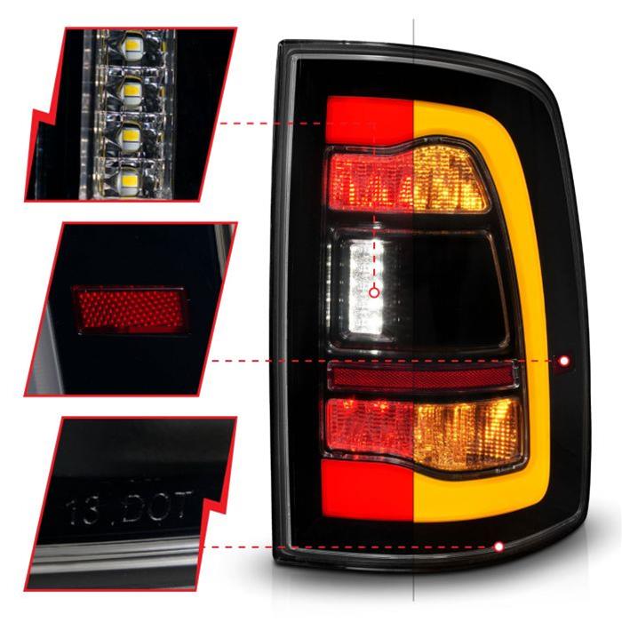 ANZO 21-23 Ford F-150 LED Taillights Seq. Signal w/BLIS Cover - Smoke Blk (For Factory Halogen ONLY) - Mammoth Racing -