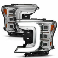 Anzo 18-20 Ford F-150 Full Led Projector Light Bar Style Headlights - Chrome Amber - Mammoth Racing -