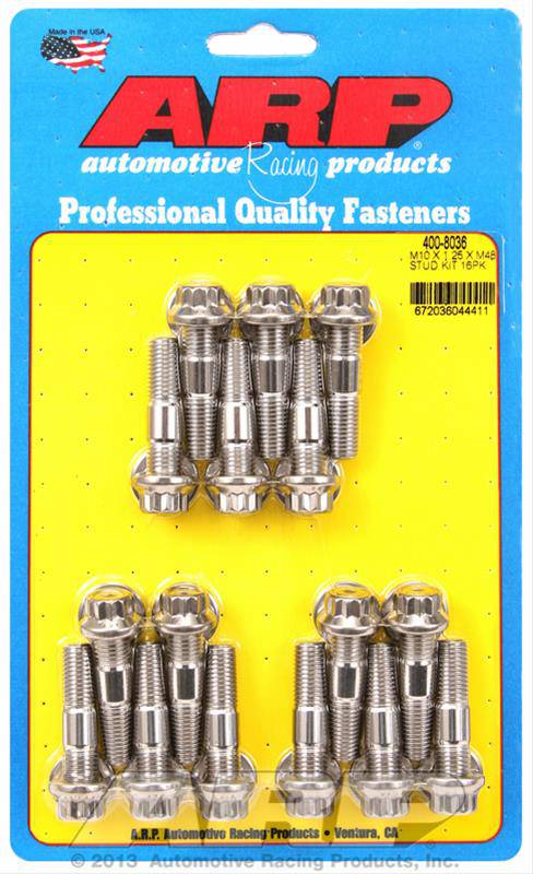 ARP M10 x 1.25 x 48 Stainless Steel 12pt Broached Stud Kit (16/pkg) - My Store