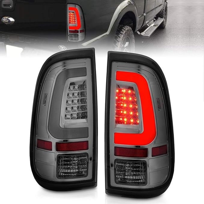 ANZO 2008-2016 Ford F-250 LED Taillights Chrome Housing Smoke Lens (Pair) - Mammoth Racing -