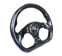 NRG Carbon Fiber Steering Wheel (320mm) Flat Bottom w/Shiny Black Carbon - My Store