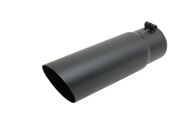 Gibson Round Single Wall Angle-Cut Tip - 4in OD/3in Inlet/12in Length - Black Ceramic - Mammoth Racing -