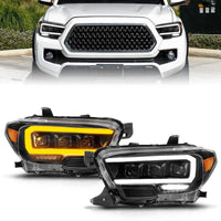 ANZO 16-22 Toyota Tacoma LED Projector Headlights w/ Light Bar Sequential Black Housing w/Initiation - My Store