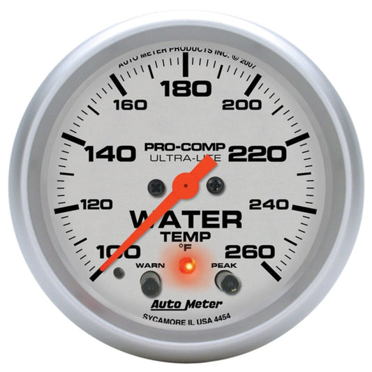 Autometer 66.7mm 100-260 degree F Full Sweep Electronic w/ Peak and Warning Water Temperature Gauge - My Store