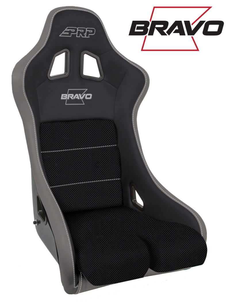 PRP Bravo Composite Seat- Black/Grey (prp Silver Outline/Bravo Silver- Silver Stitching) - Mammoth Racing -
