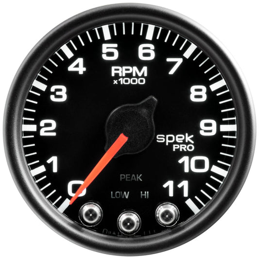 Autometer Spek-Pro Gauge Tach 2 1/16in 11K Rpm W/ Shift Light & Peak Mem Blk/Blk - My Store